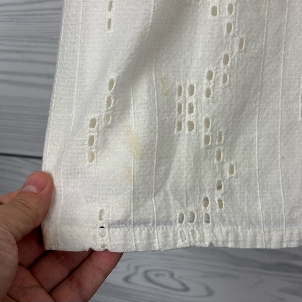PrAna White Eyelet Short Sleeve Ladyland Dress Size Large - Picture 10 of 12